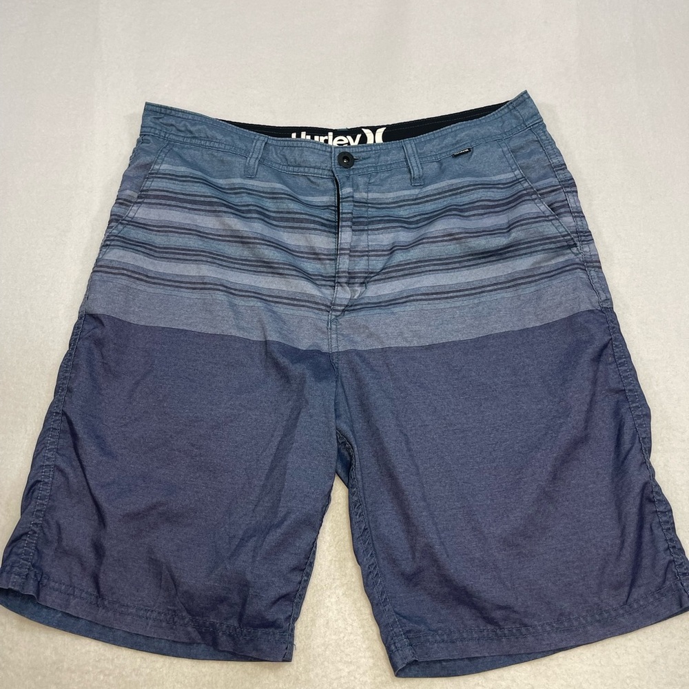 Hurley Blue Striped Board Shorts Swim Trunks Size 34